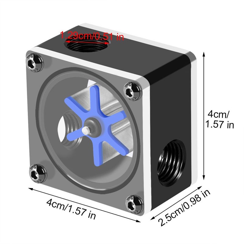 FOSA Flow Meter Indicator for PC Water Cooling System, G1/4 Threaded 6 Impeller 3 Ways Computer Water Flow Meter - Image 2